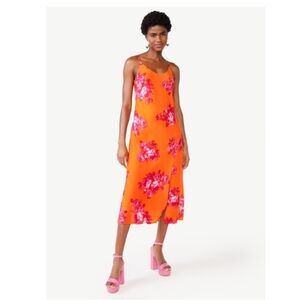 New, Scoop Satin Midi Slip Dress, size: xs